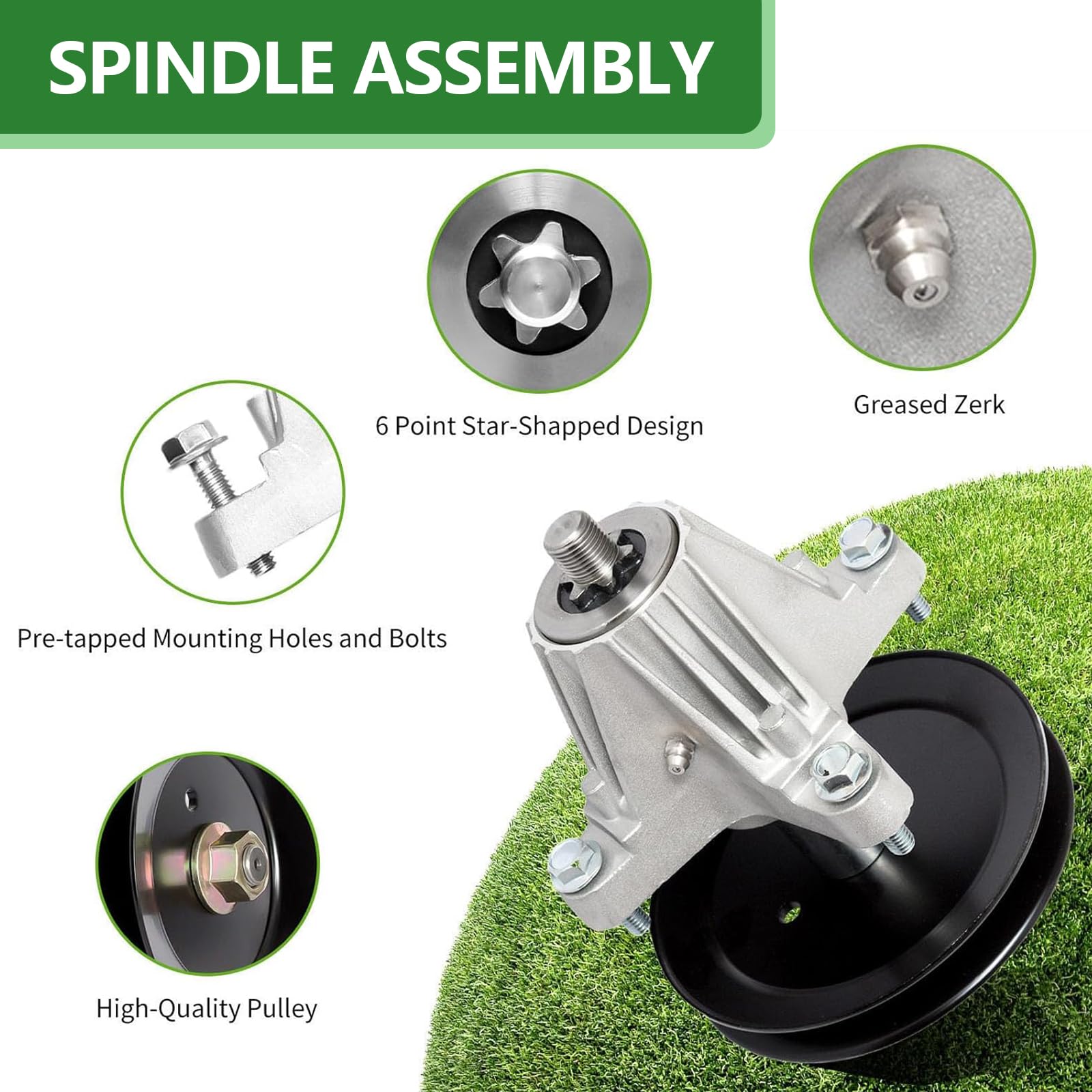JYLEYJ spindle assembly with nut for Huskee LT4200 series durability.
