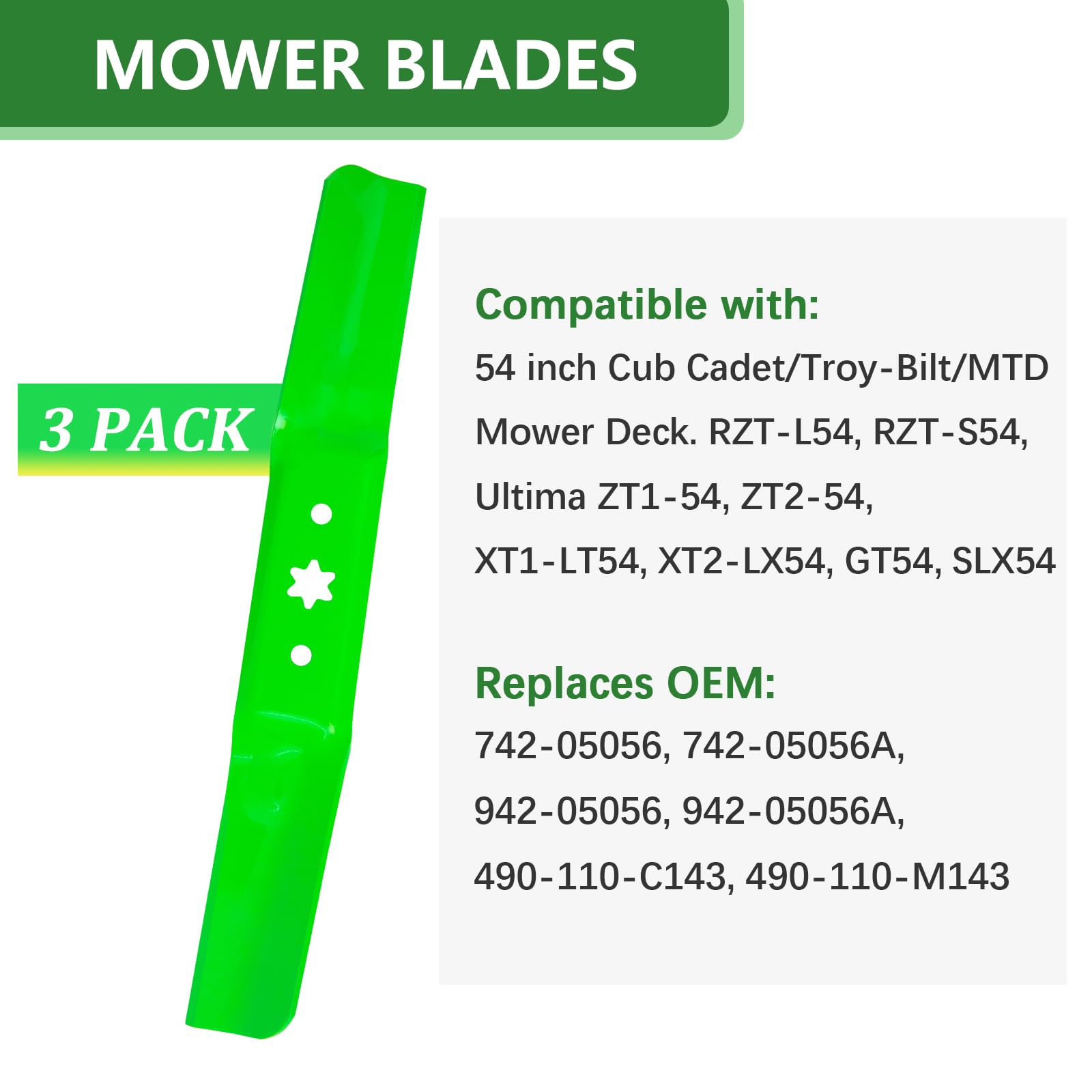 JYLEYJ 54-inch Troy-Bilt Mustang blades for better bagging