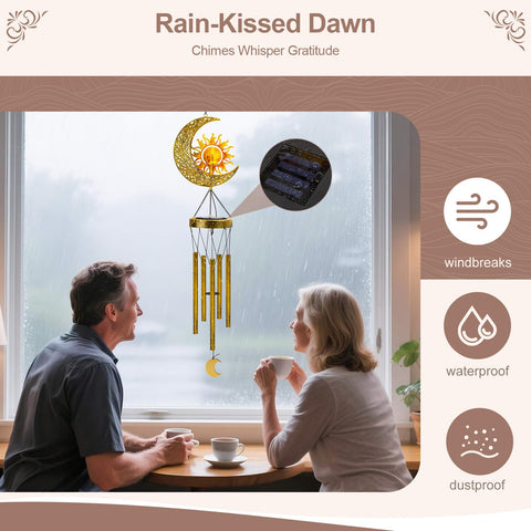 JYPS Solar panel wind chime charging in sunlight