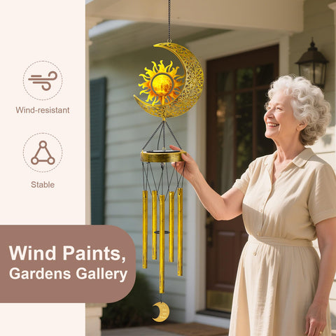 JYPS Sun Moon wind chime ready for outdoor garden setup