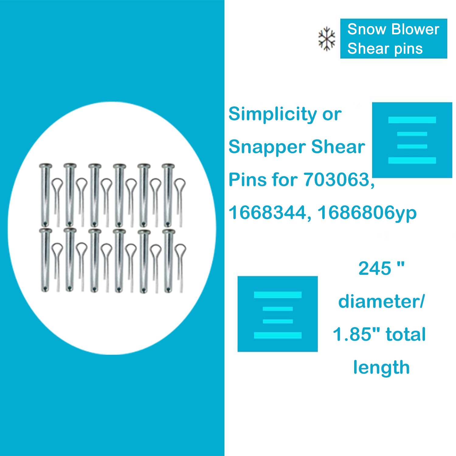 Jzenol compatibility chart image—guides matching pins to compatible snow blowers.