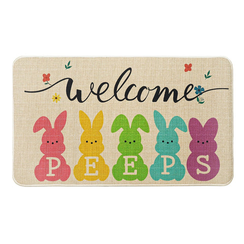 Jztfrie Easter doormat with bunny welcome motif for indoor and outdoor entrances.