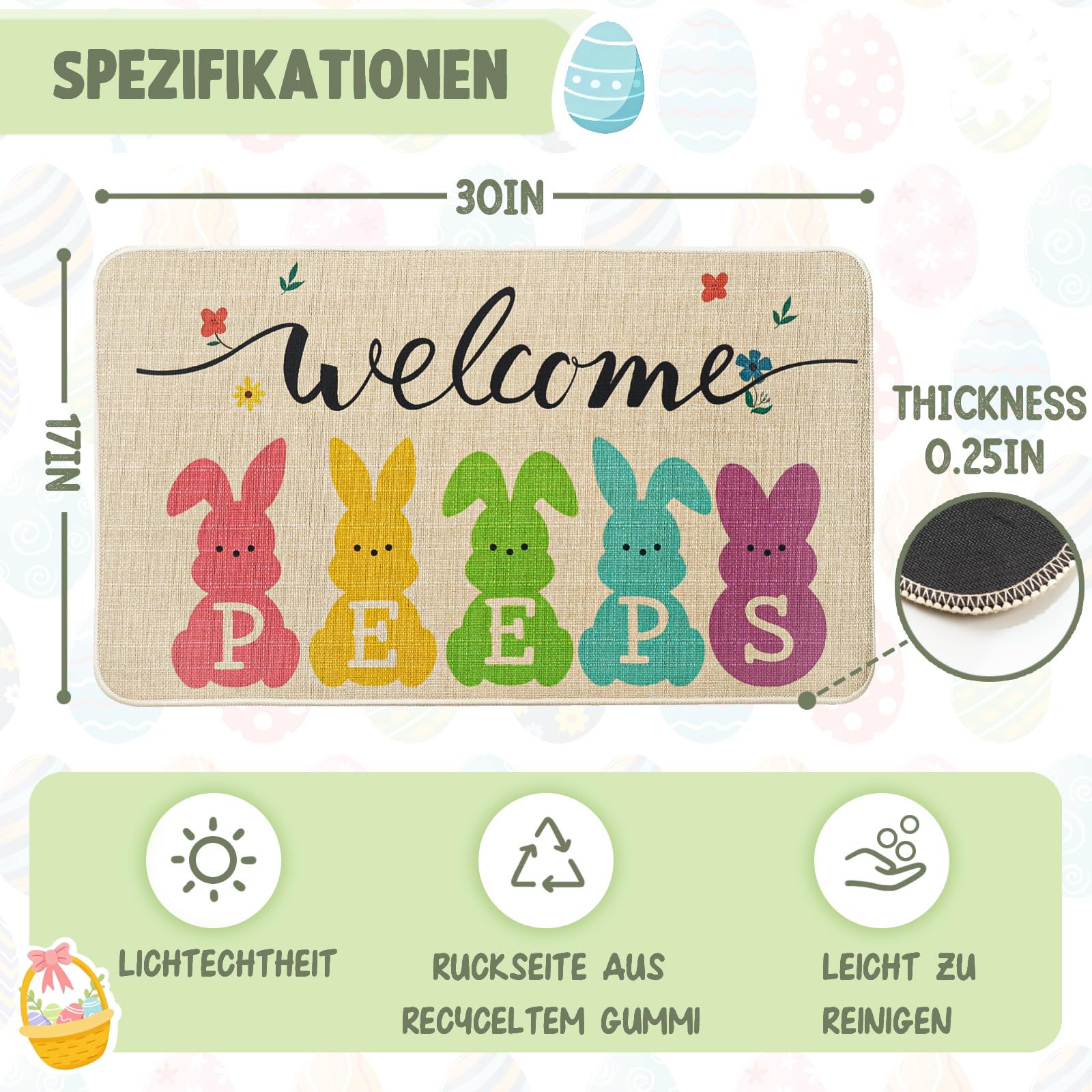 Jztfrie outdoor indoor doormat with non-slip backing keeps mat in place.