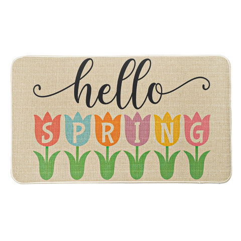 Jztfrie Spring Tulips doormat brightens entry and traps dirt at the door.