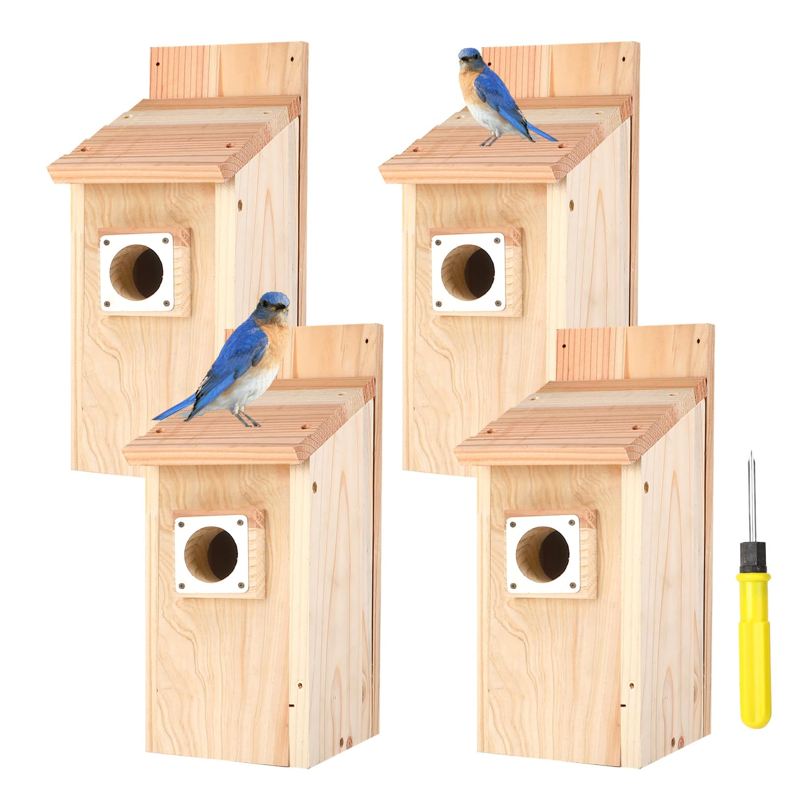 JZTKQTM cedar birdhouse in natural finish for outdoor gardens and nesting