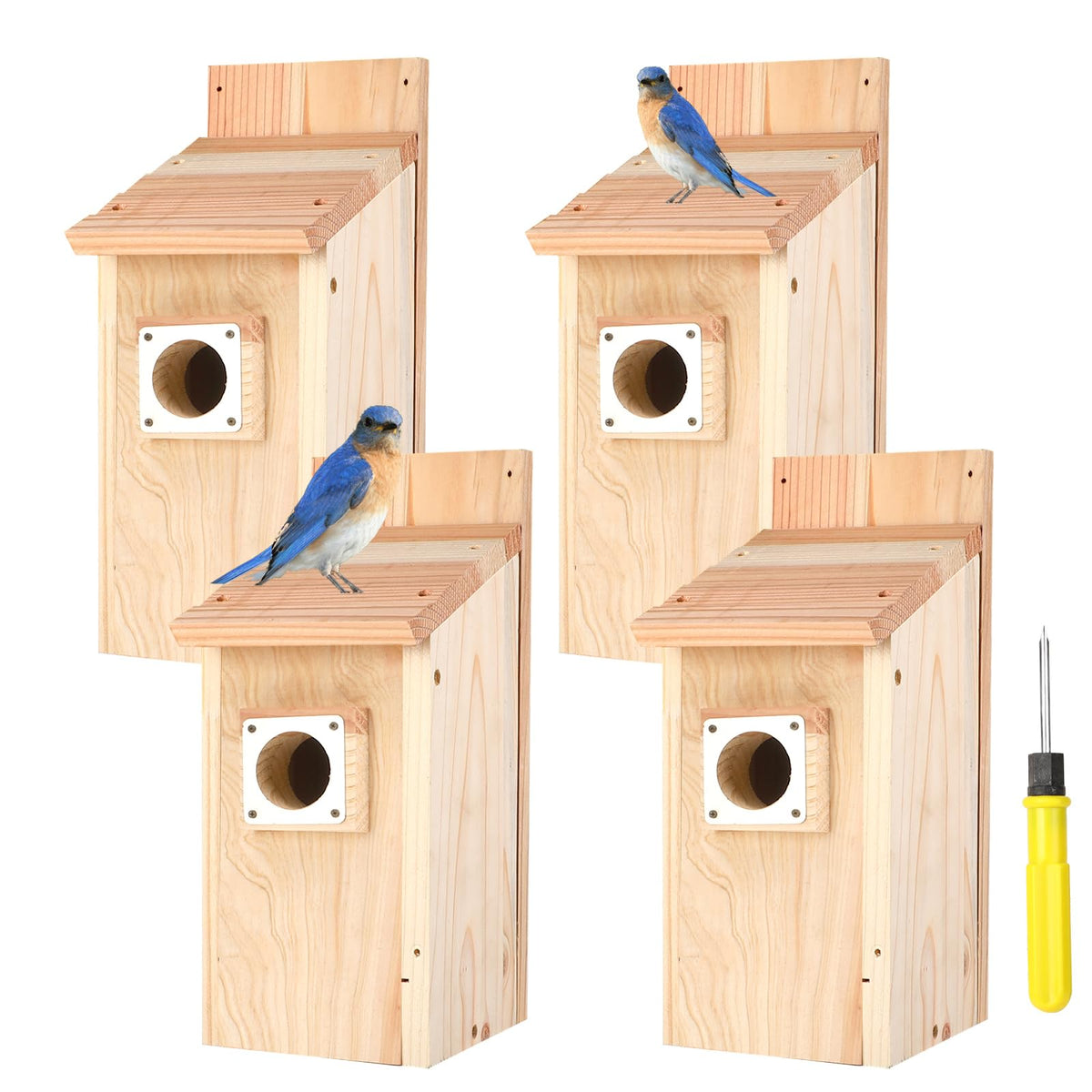 JZTKQTM cedar birdhouse in natural finish for outdoor gardens and nesting