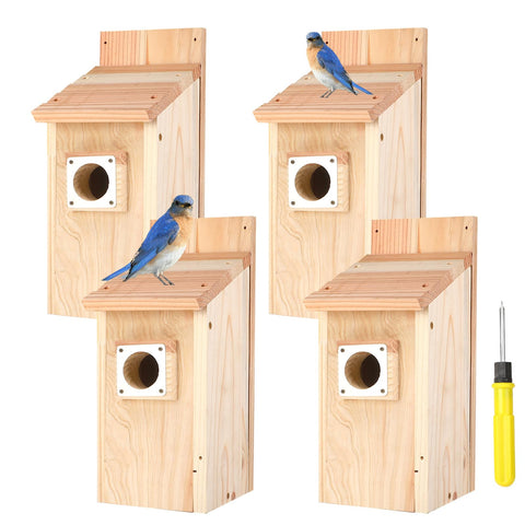 JZTKQTM cedar birdhouse in natural finish for outdoor gardens and nesting