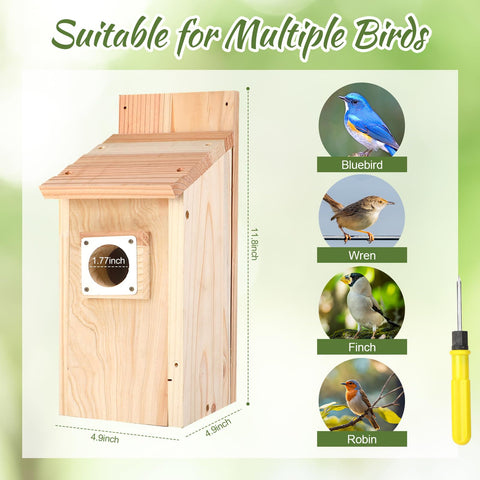 JZTKQTM natural wood birdhouse blends with garden decor