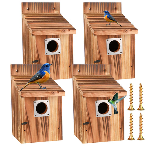 JZTKQTM four-piece bird house set with entrance hole for small birds.