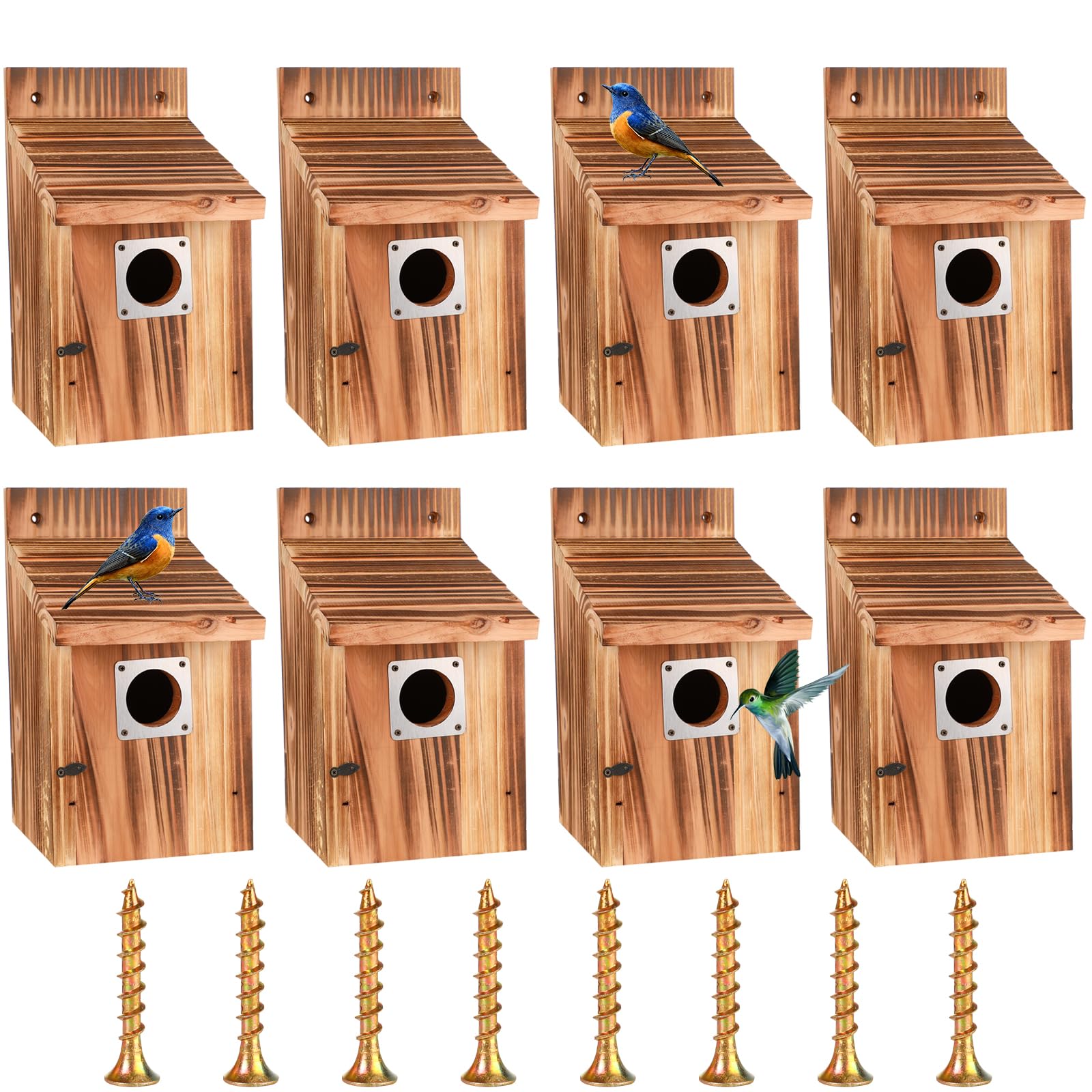 JZTKQTM outdoor bird house set with one-and-half-inch entrance for small birds' nesting