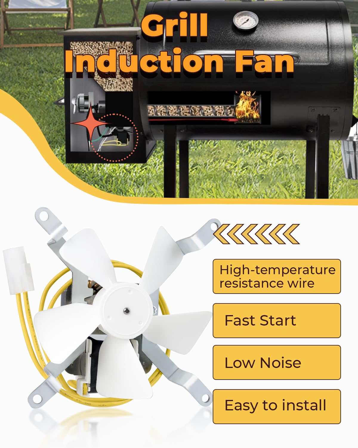 3000 rpm nylon fan blade provides steady convection for even cooking.