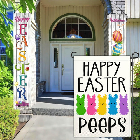 JZYIZYU Double-Sided Easter Flag for porch or garden.