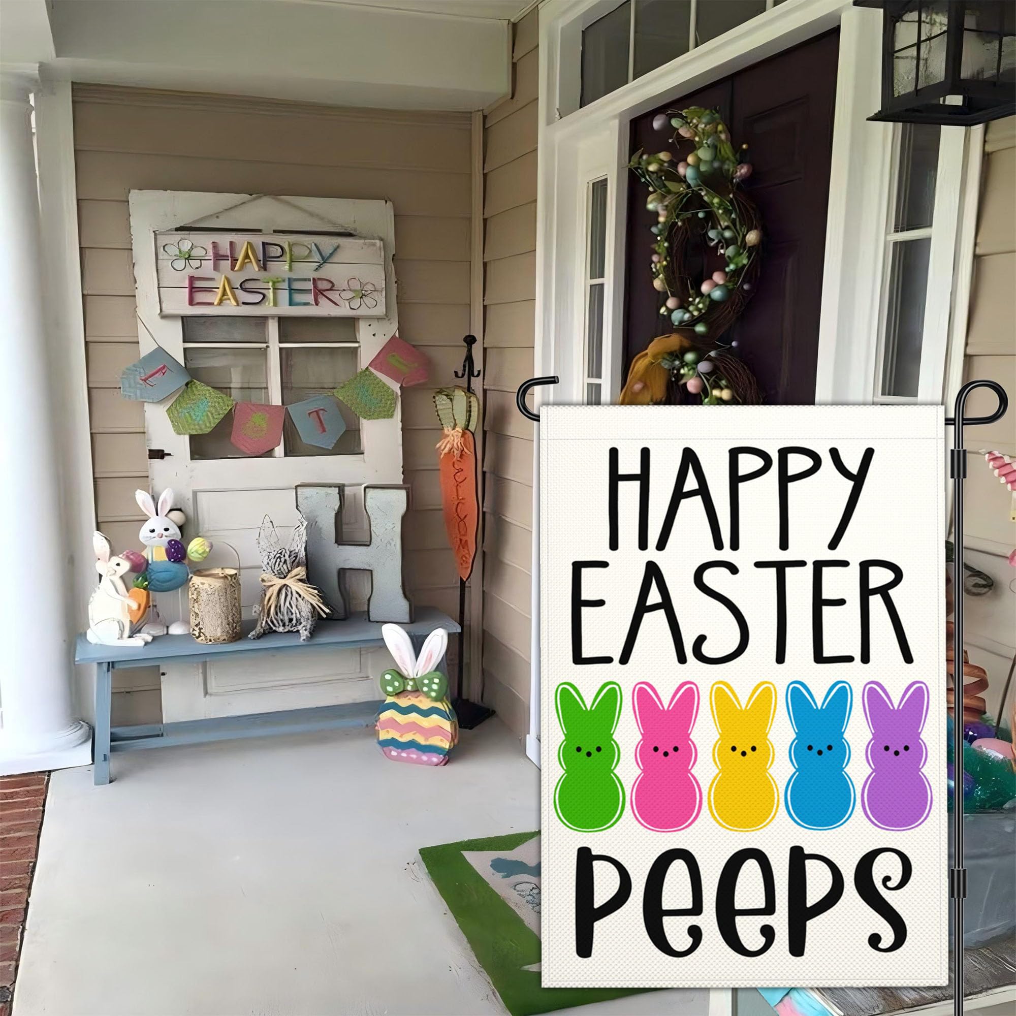 JZYIZYU Easter Yard Decor Flag adds festive ambiance to entryways.