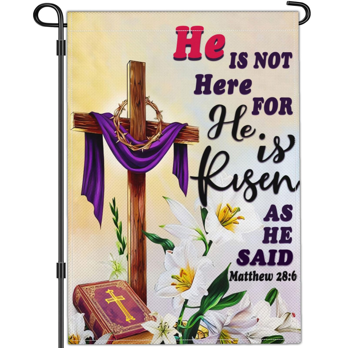 JZYIZYU He is Risen garden flag 12x18 front view welcoming guests