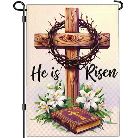 JZYIZYU He is Risen garden flag front view for welcoming guests