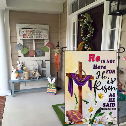Spring yard decor with JZYIZYU He is Risen garden flag
