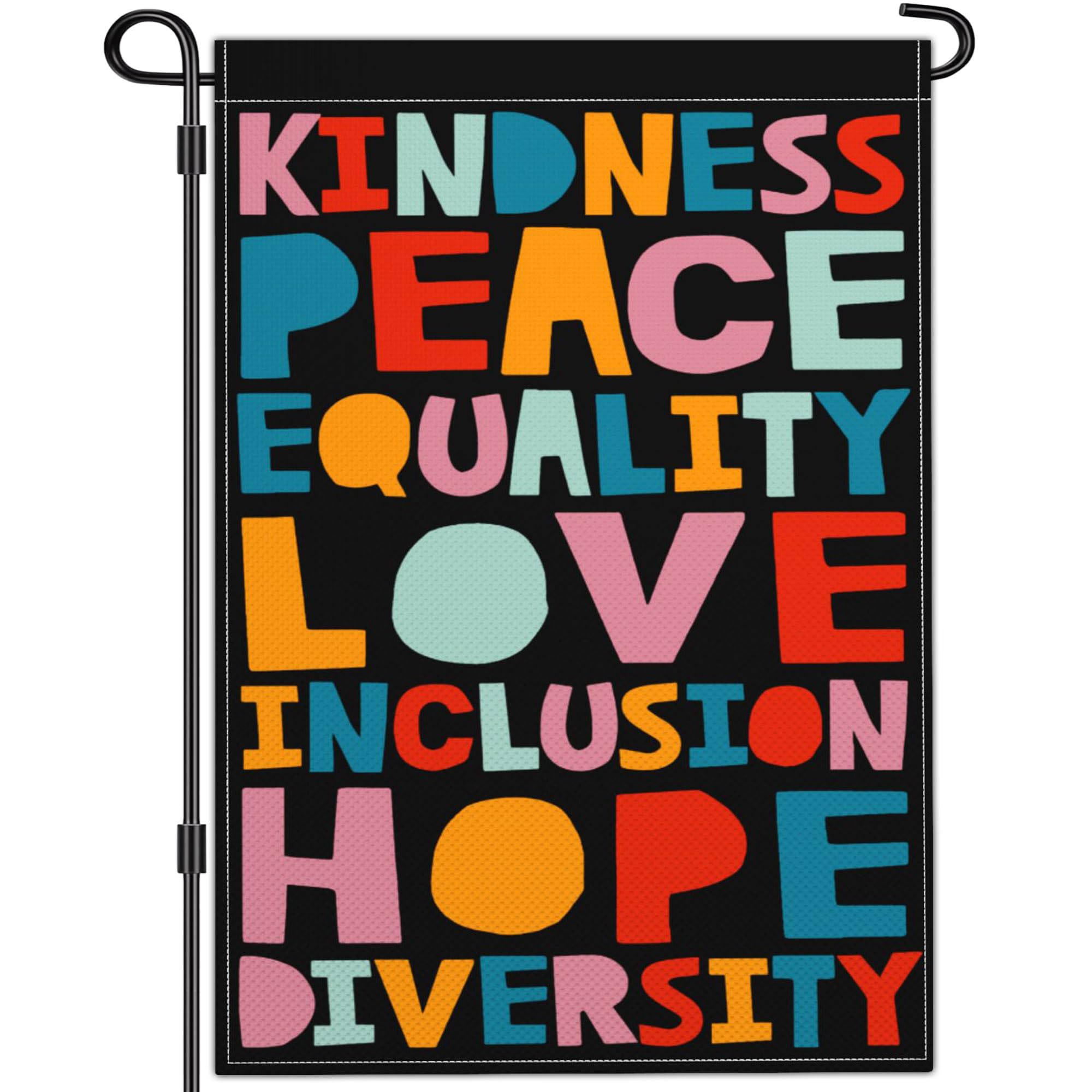 JZYIZYU kindness peace equality love inclusion flag, double-sided for visibility from both sides.