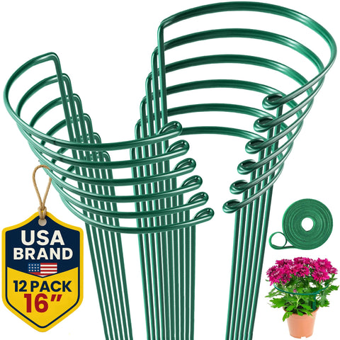 K-Brands 12-pack plant support stakes in box for sturdy, upright growth.