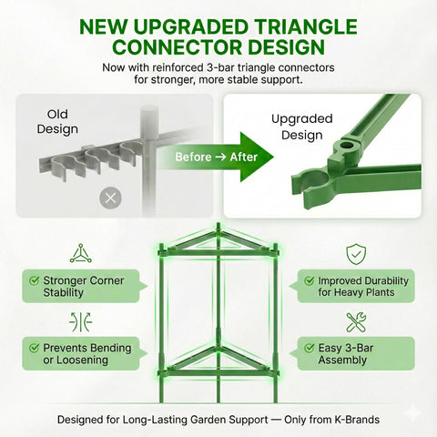K-Brands tomato cage supports multiple climbing plants like jasmine and beans.