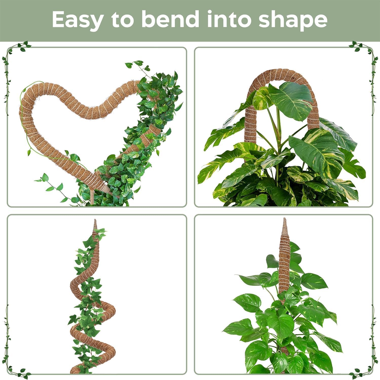 K-Brands moss pole from coconut fiber provides breathable plant support.