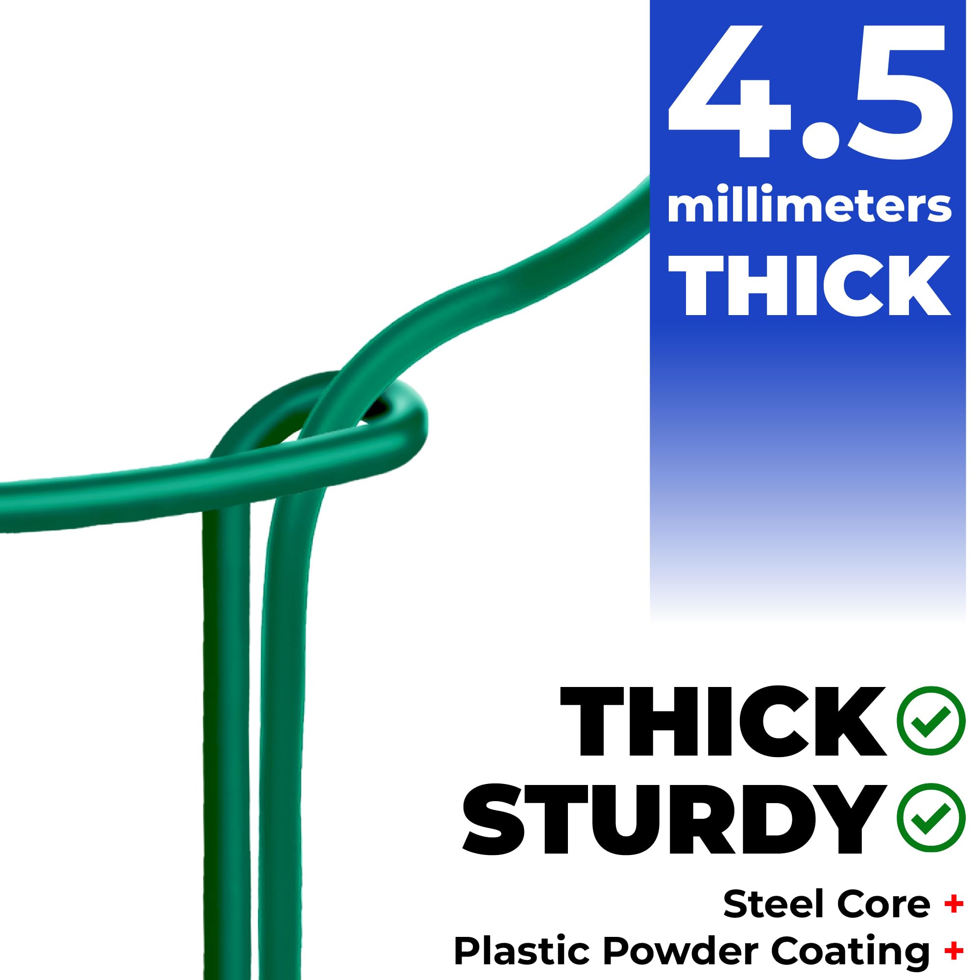 K-Brands rustproof steel core detail emphasizes durability for long-lasting garden use.
