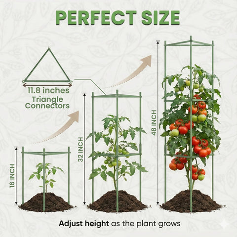 K-Brands Tomato Cage Height Adjustment supports plants as they grow taller.