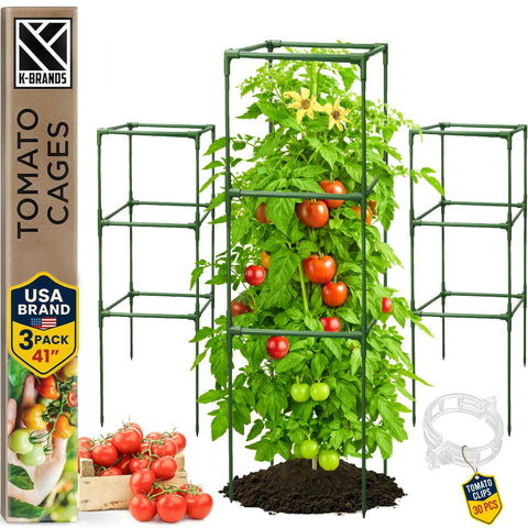 K-Brands Tomato Cage Square 41-inch tall provides sturdy support for climbing vegetables.