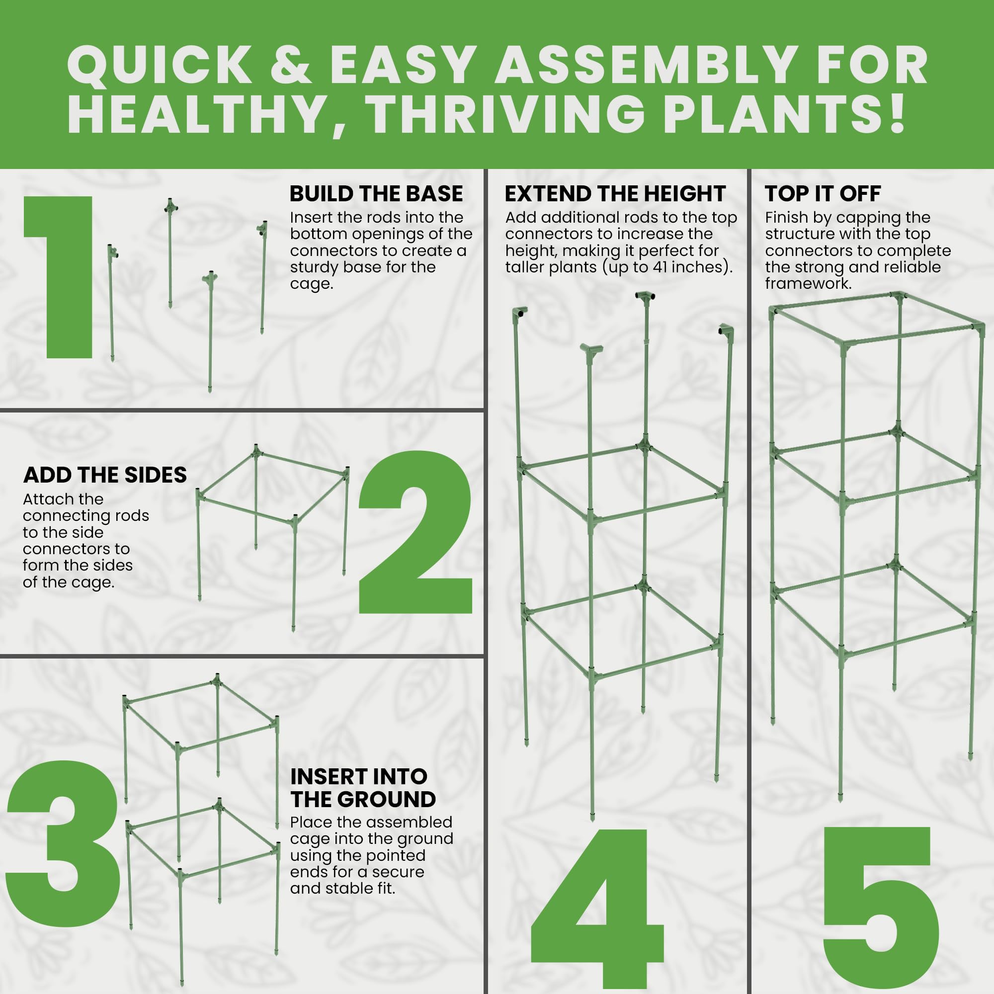 K-Brands Tomato Cage Square shown in pots and raised beds for flexible gardening.