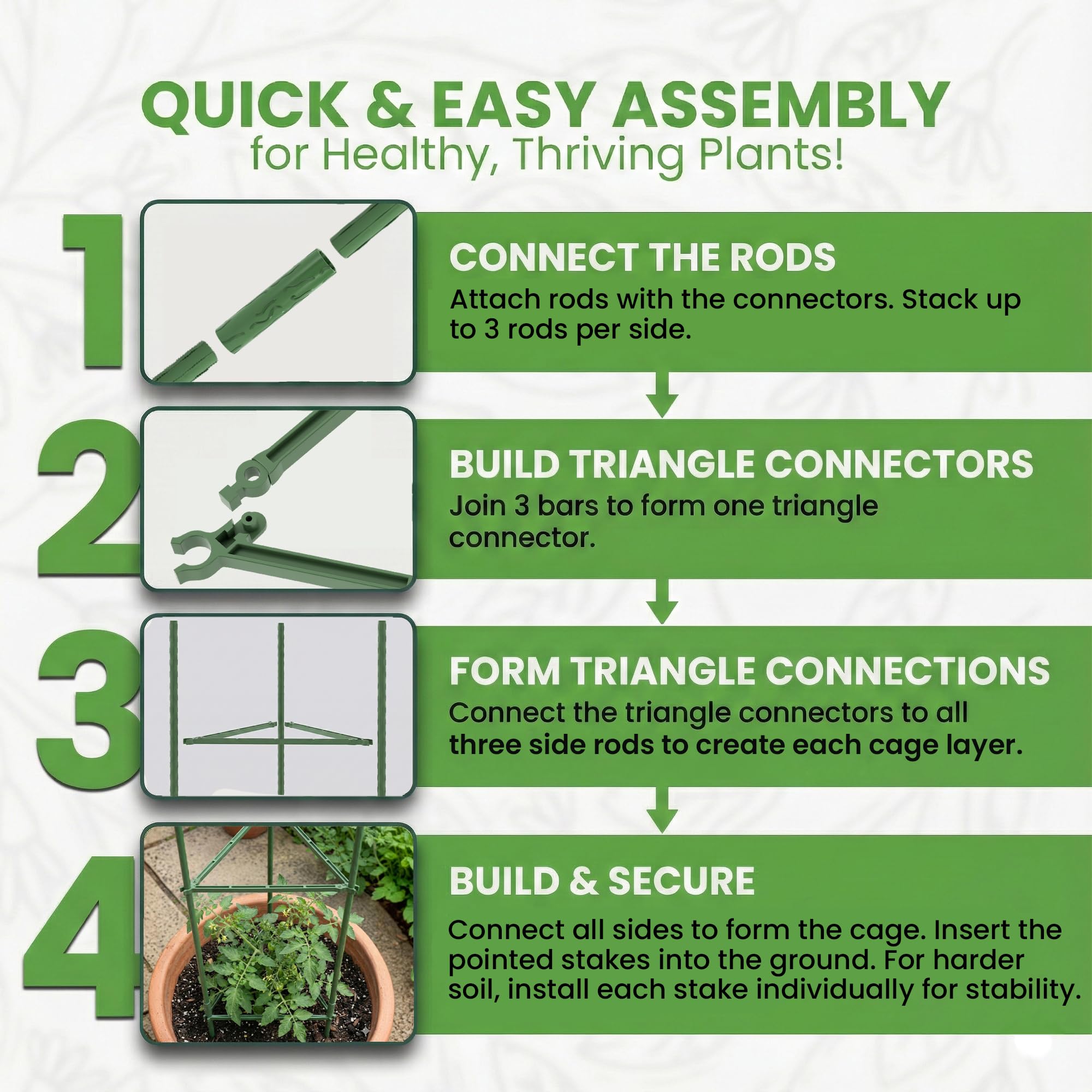 Versatile plant support for tomatoes, roses, beans, jasmine