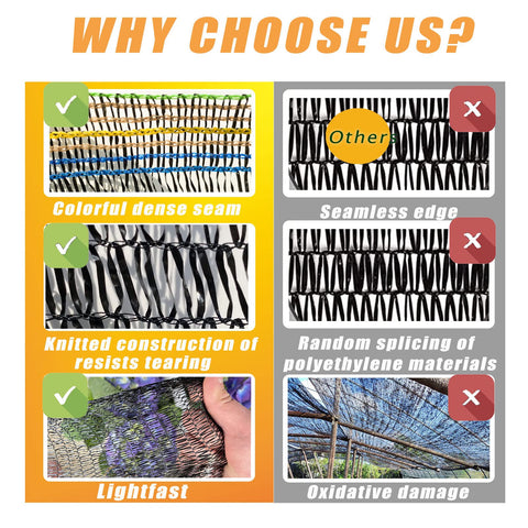 KAAOGITY strong-knit polyethylene shade cloth resists tearing for long outdoor use.