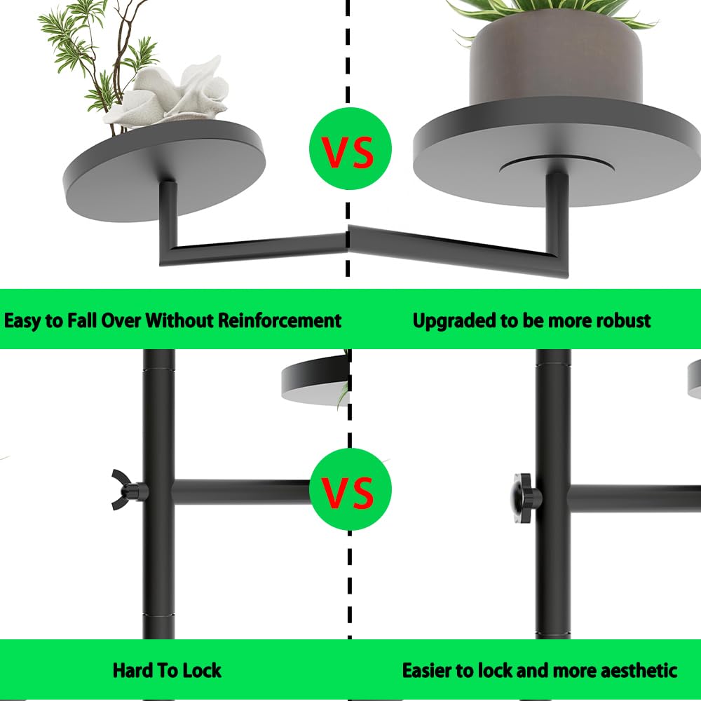 KAAPSAM black metal plant shelf complements decor while rotating for light access.