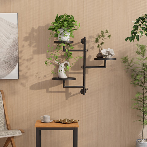 KAAPSAM wall-mounted plant holder in black metal blends with corners and easy access.