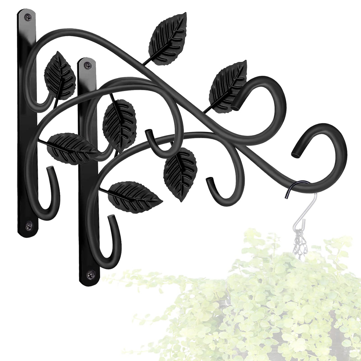 KABB 2pcs metal hanging hook brackets on wall support plants up to 60 lbs.