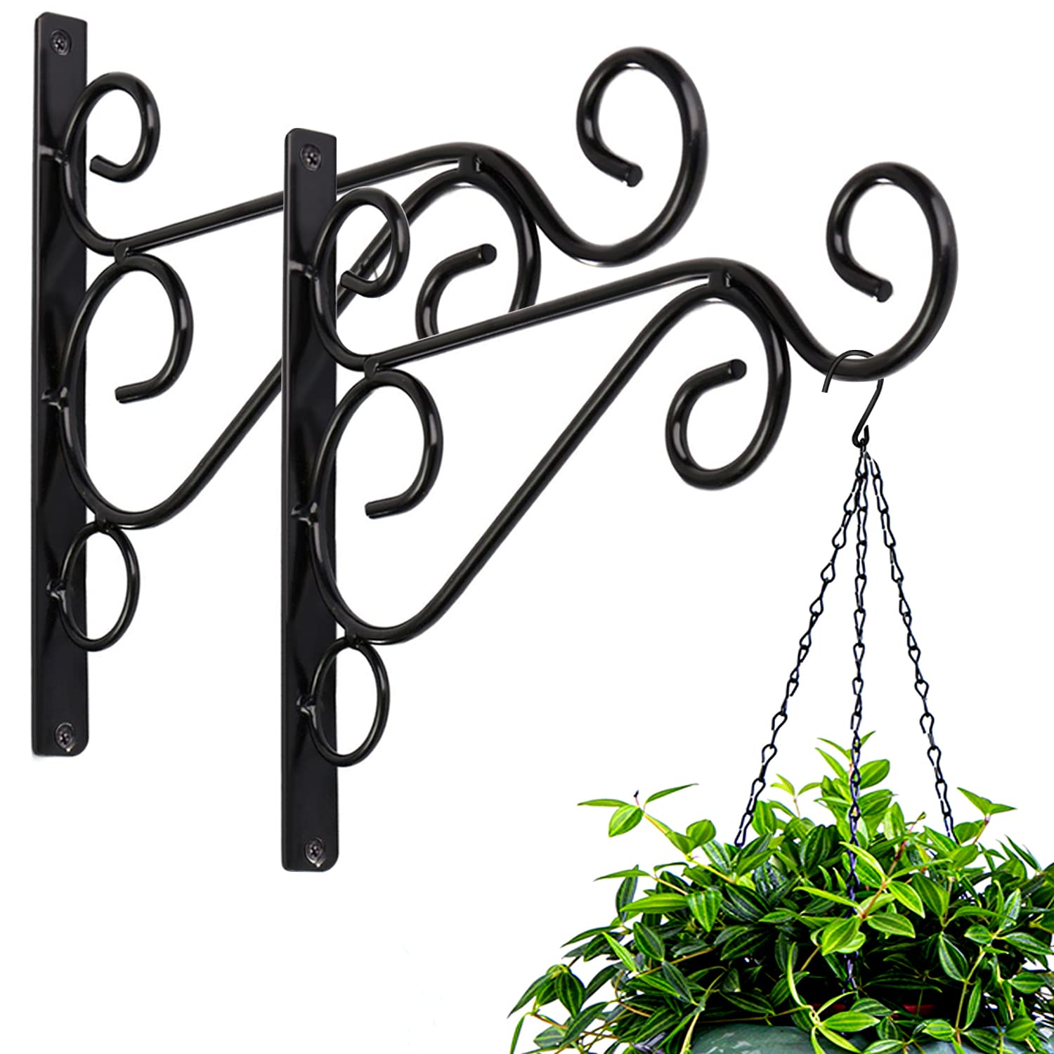 KABB black iron bracket securing a bird feeder for outdoor use.