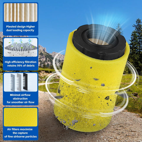 Kabing air filter compatible models label indicates broad mower compatibility