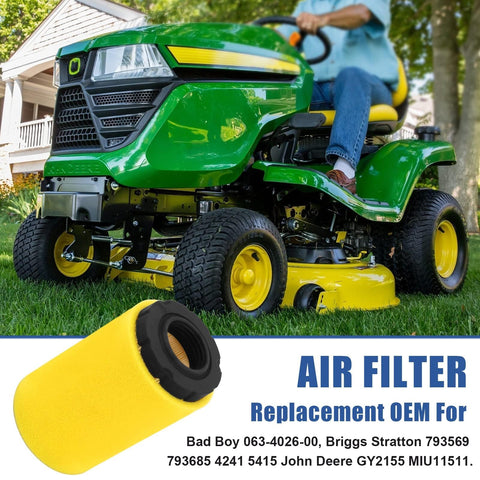 Kabing air filter on lawn mower engine emphasizes clean air intake