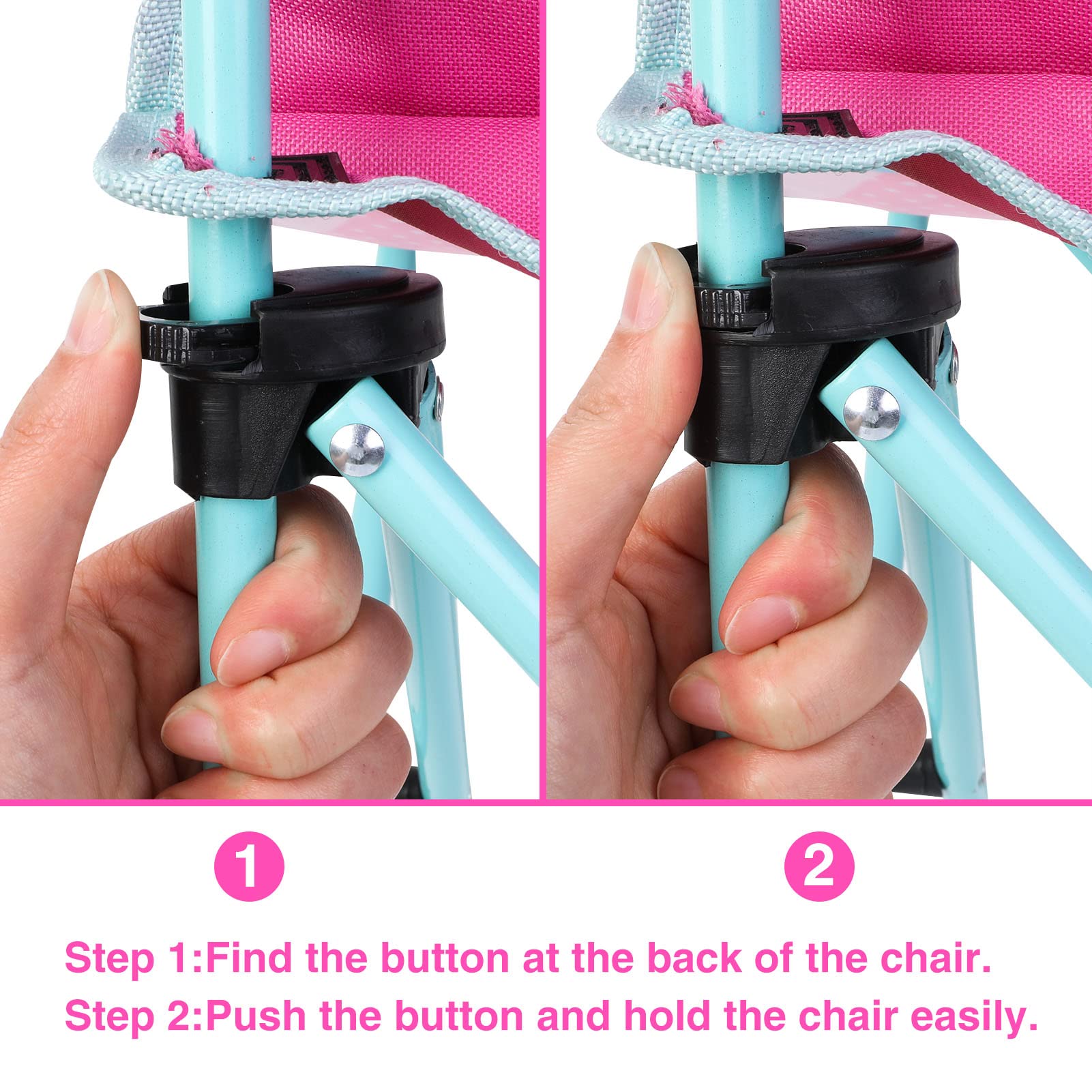 KABOER kids pink unicorn chair in carrying bag for travel.