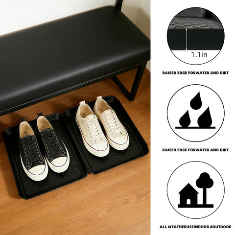 Garden tool multi-use tray organizes boots and tools neatly.