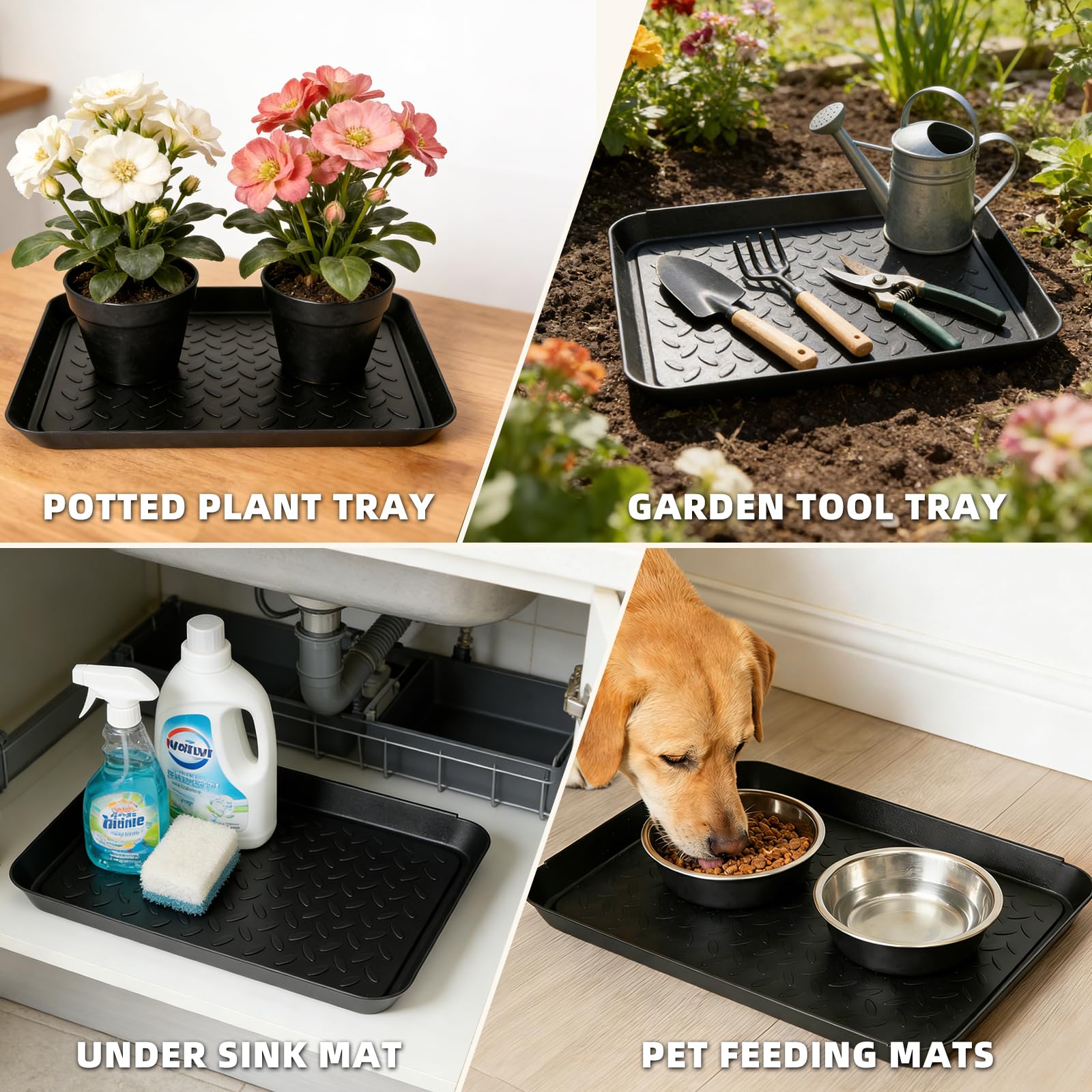 Kabquluz pet food mat protects floors during feeding times.