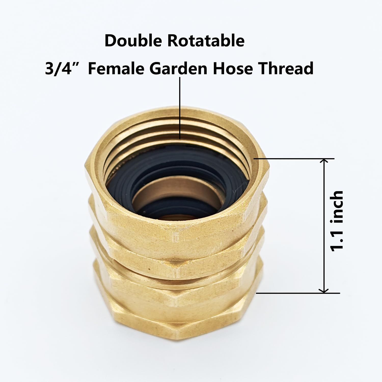 Kabter brass GHT double-female connector for quick hose joins