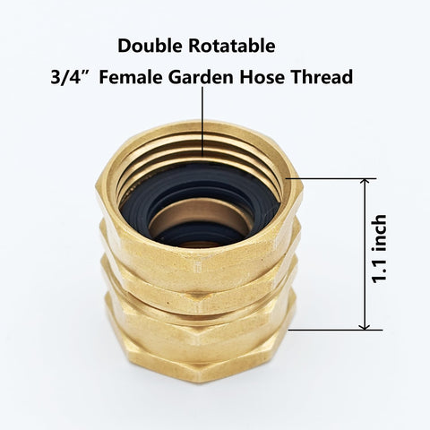 Kabter brass GHT double-female connector for quick hose joins