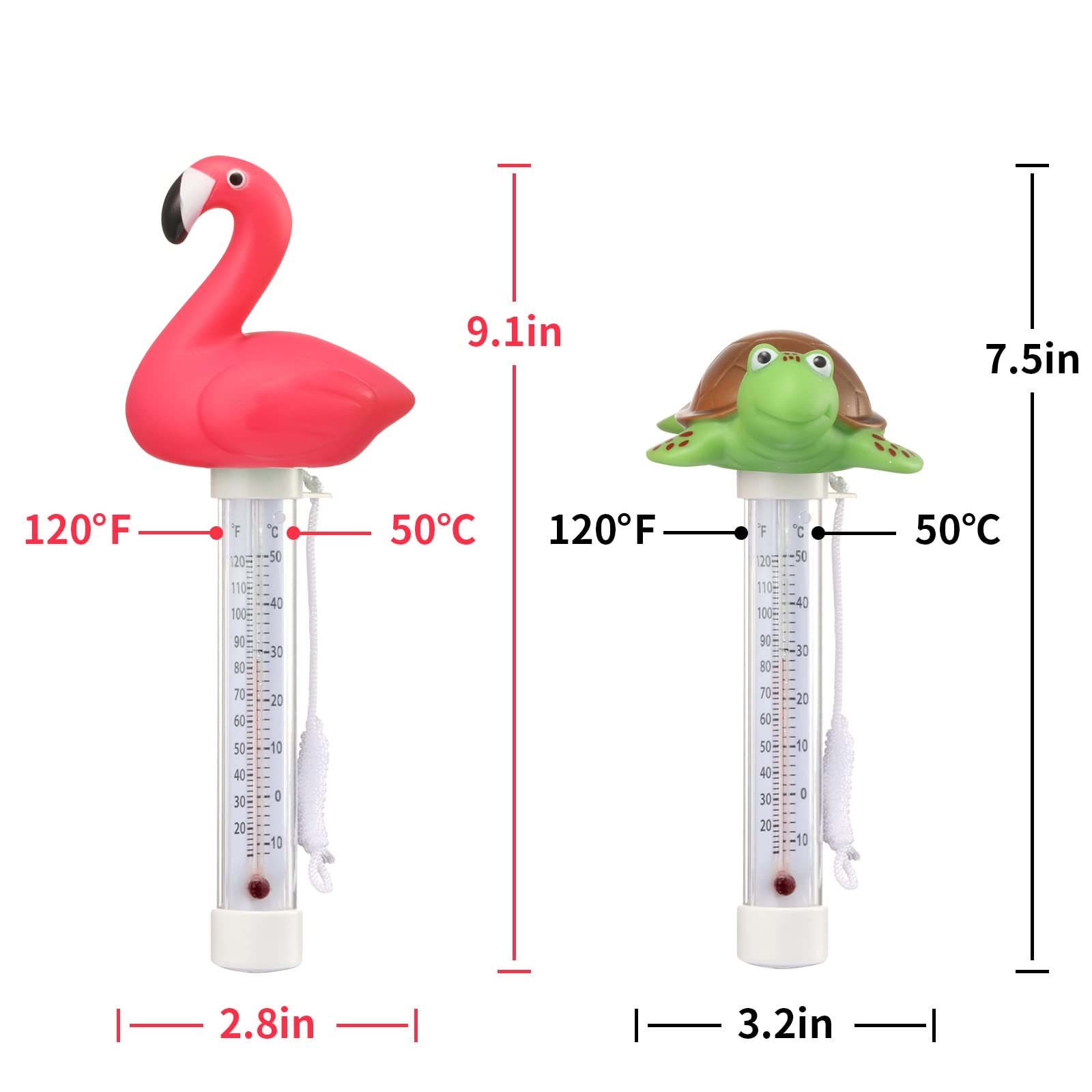 Kabuda turtle thermometer side view shows durable rope