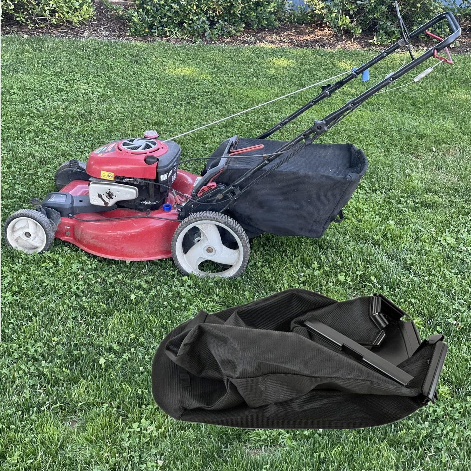 Kacarber grass bag for Husqvarna 429016; front view shows snug fit and sturdy construction