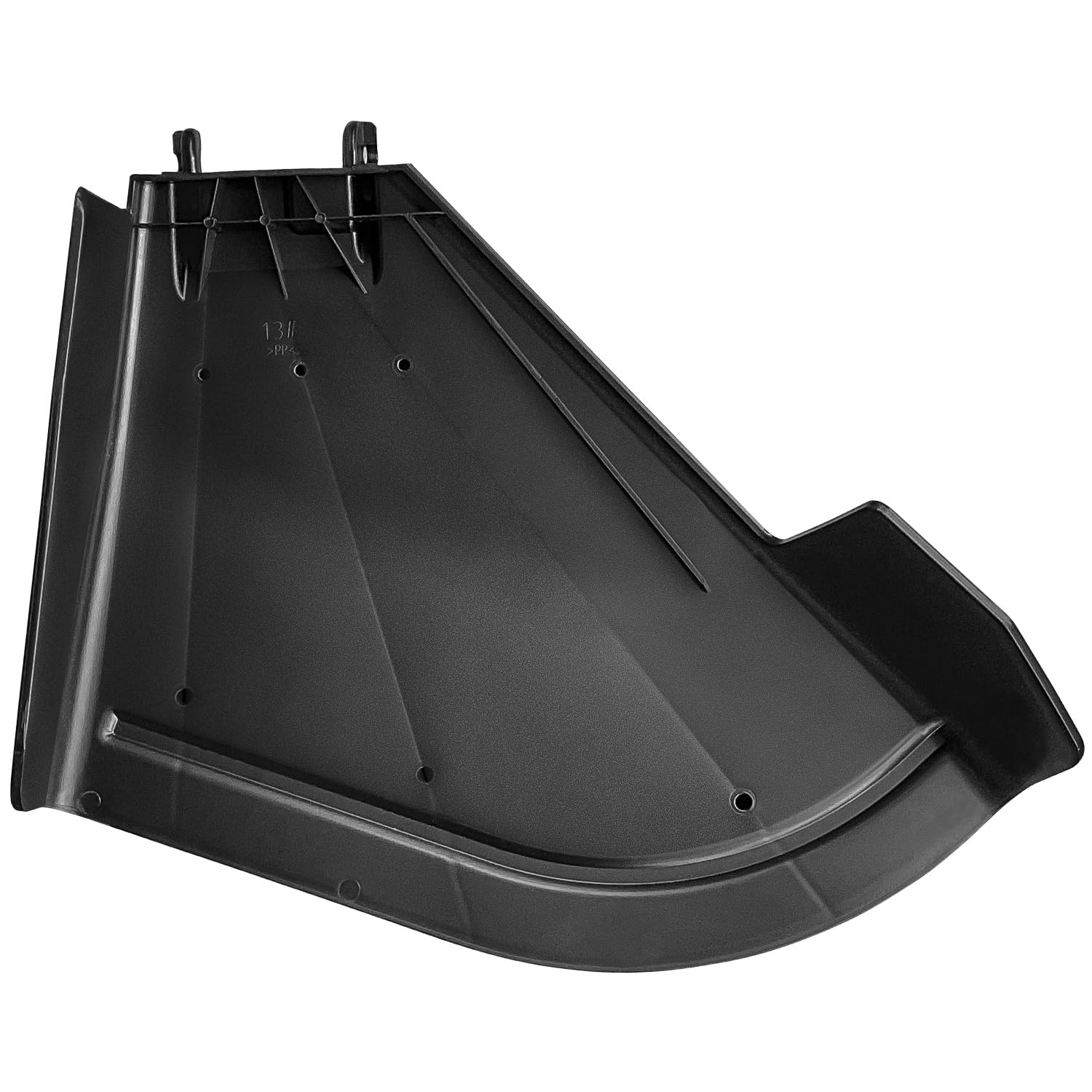 Kacarber Hustler Raptor SDX flip-up chute offers quick, tool-free installation.