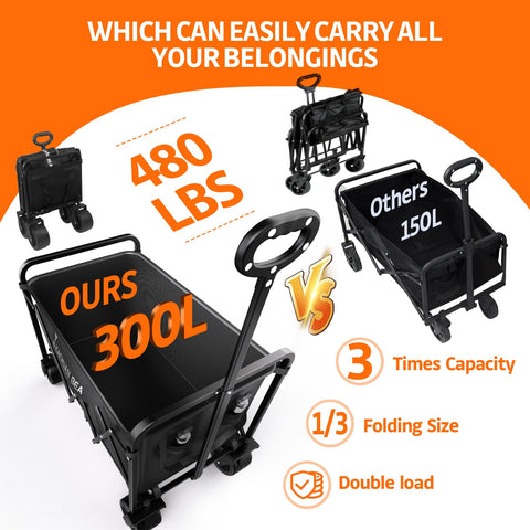 KACHUAN BEAR 300L all-terrain wheels grip sand and grass with ease