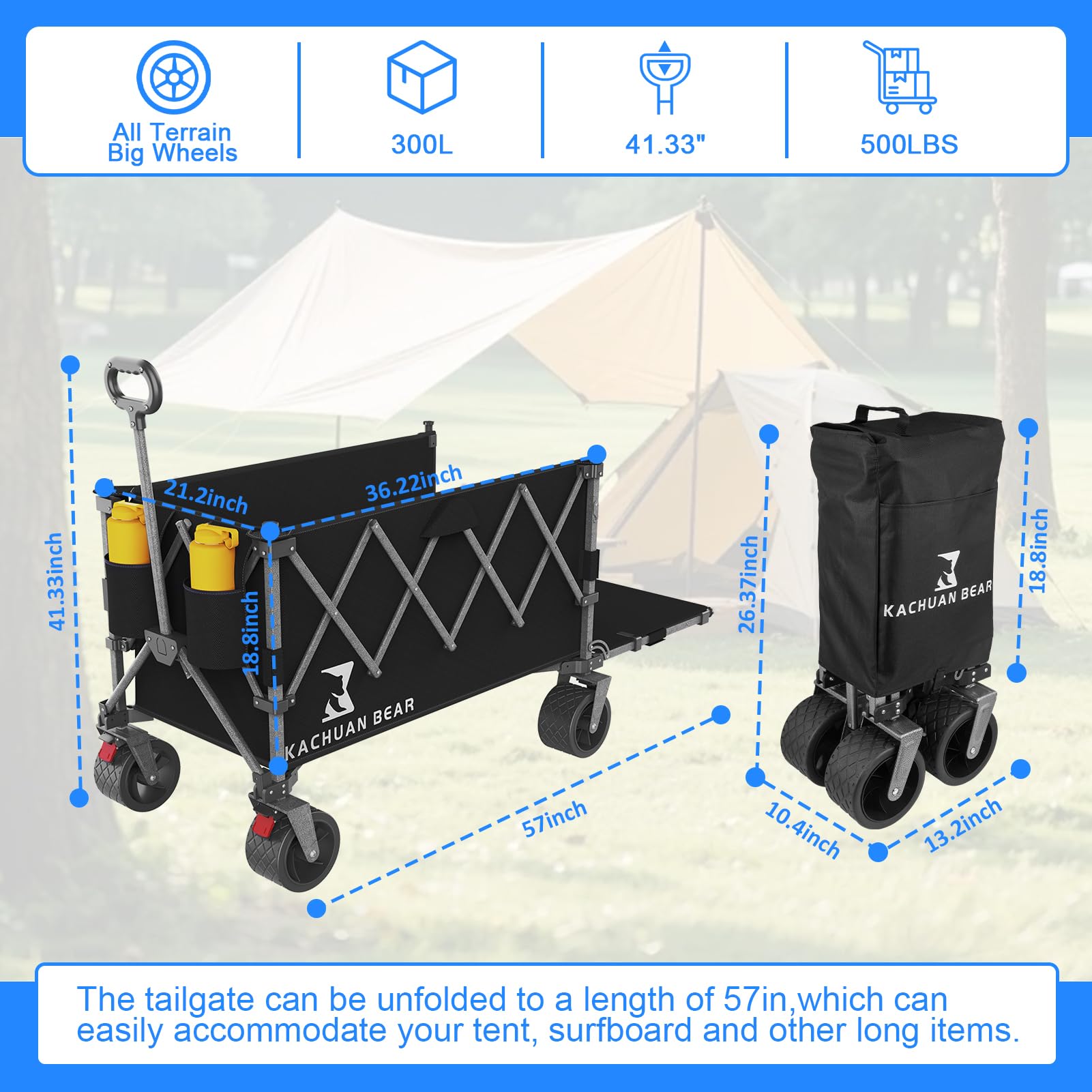 KACHUAN BEAR 300L storage capacity for gear and groceries.