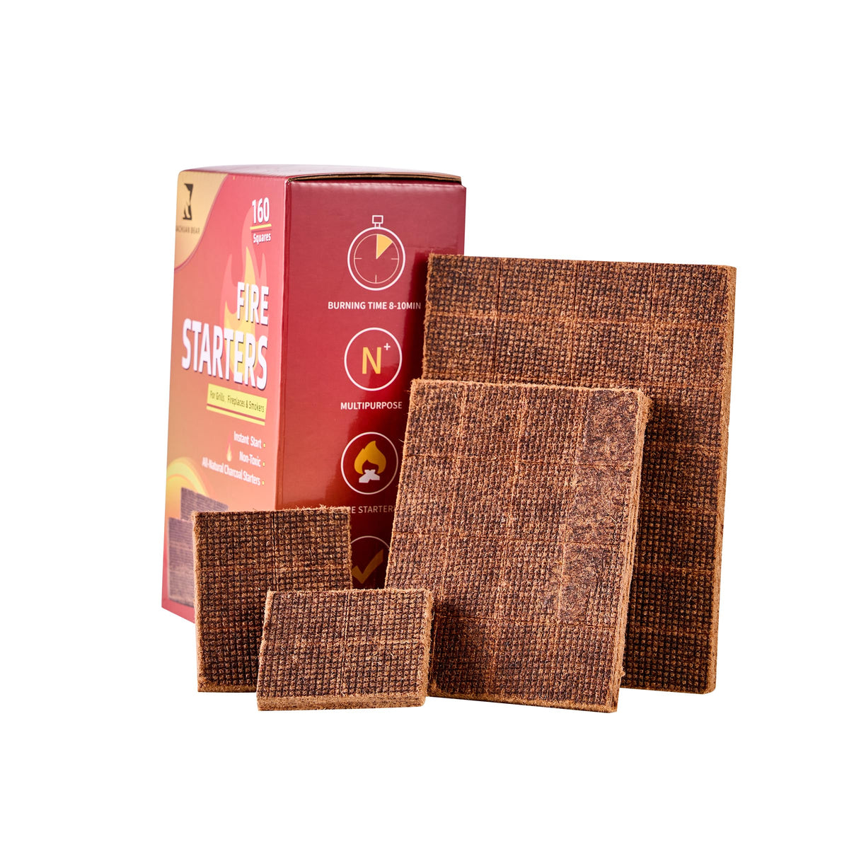 Kachuan Bear fire-starter cubes packaging highlights easy, clean ignition for outdoor fires.