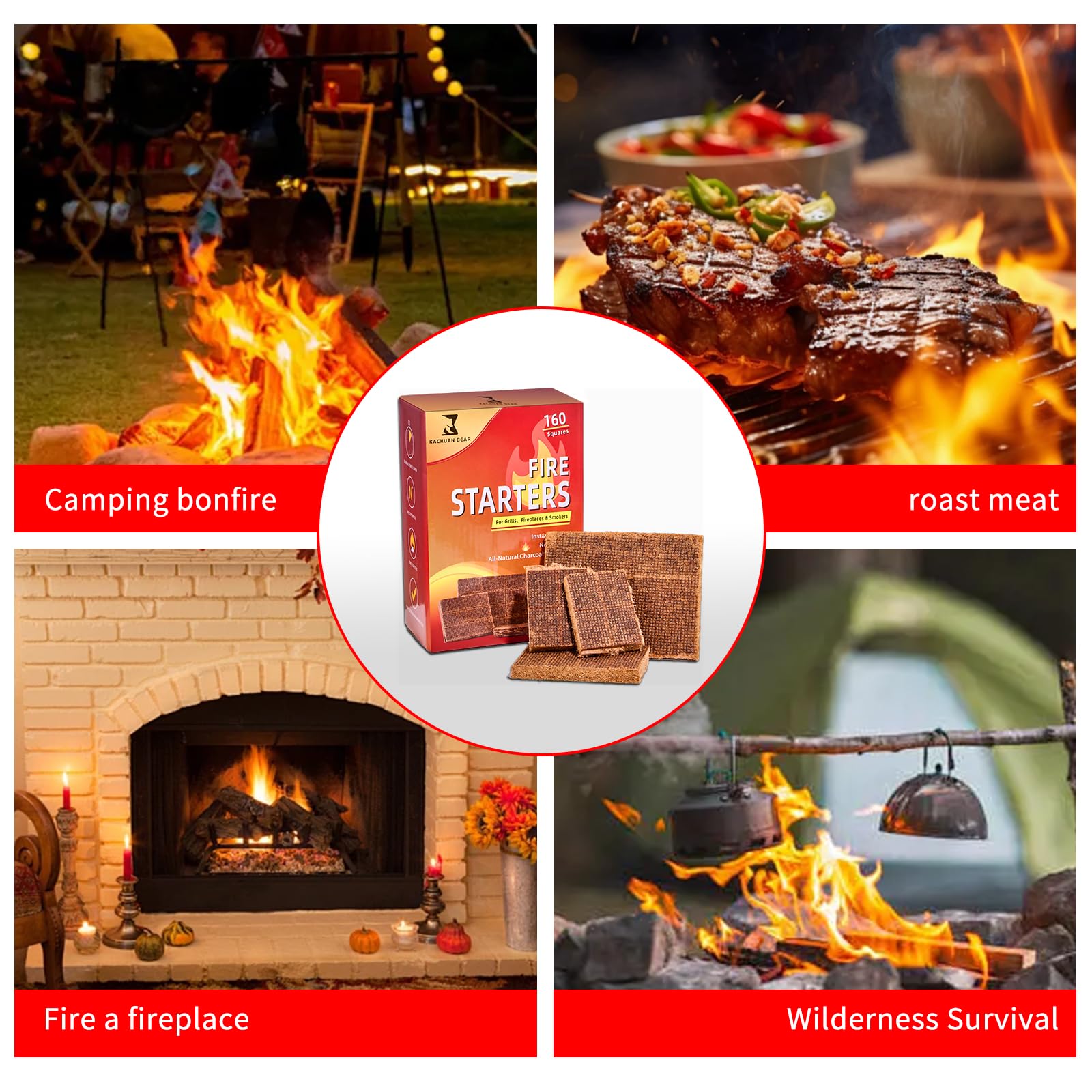Kachuan Bear fire-starter matrix technology guarantees reliable ignition.