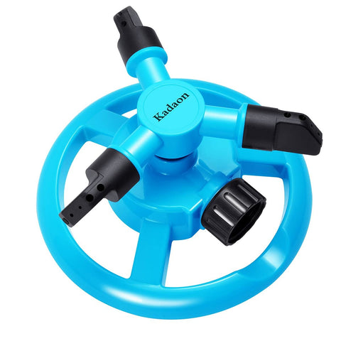 Kadaon rotary sprinkler arm provides even coverage across the lawn.