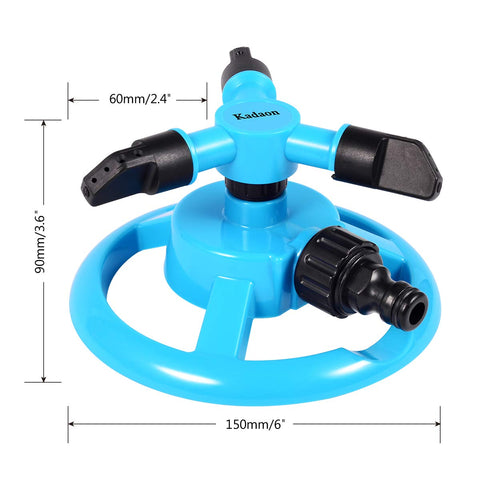 Kadaon sprinkler showing 24–32 feet spray diameter at 40 PSI.